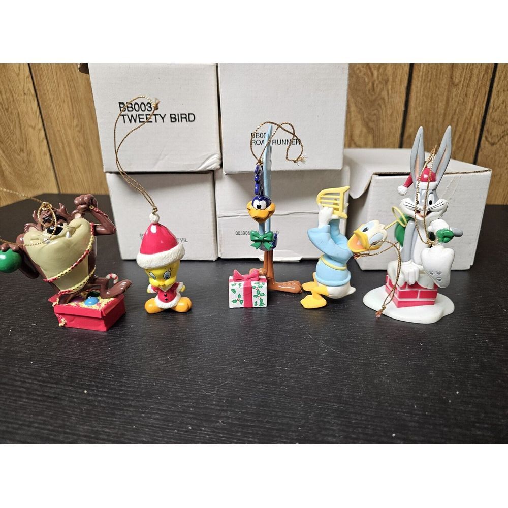 Vintage Danbury Mint Looney Tunes Christmas Ornament Lot 5 With Road Runner~Rare